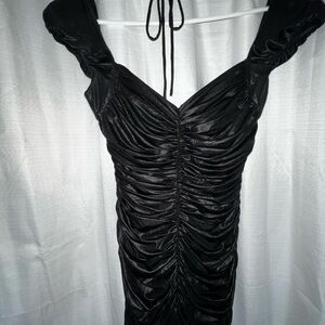 Elegant Black Ruched Dress